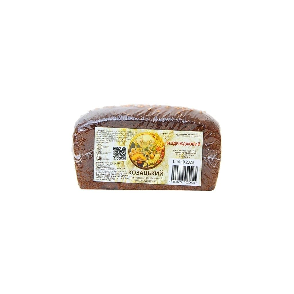 Chleb żytnio - pszenny bezdrożdżowy Kozacki"KHLIBNYY GURMAN" 400g