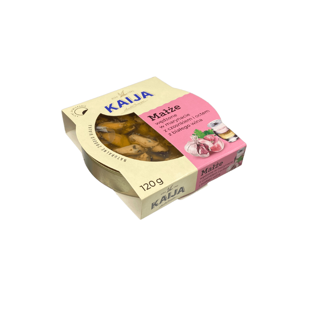 Konserwa Małże wędzonę z czosnkiem i winem "Kaija" 120g