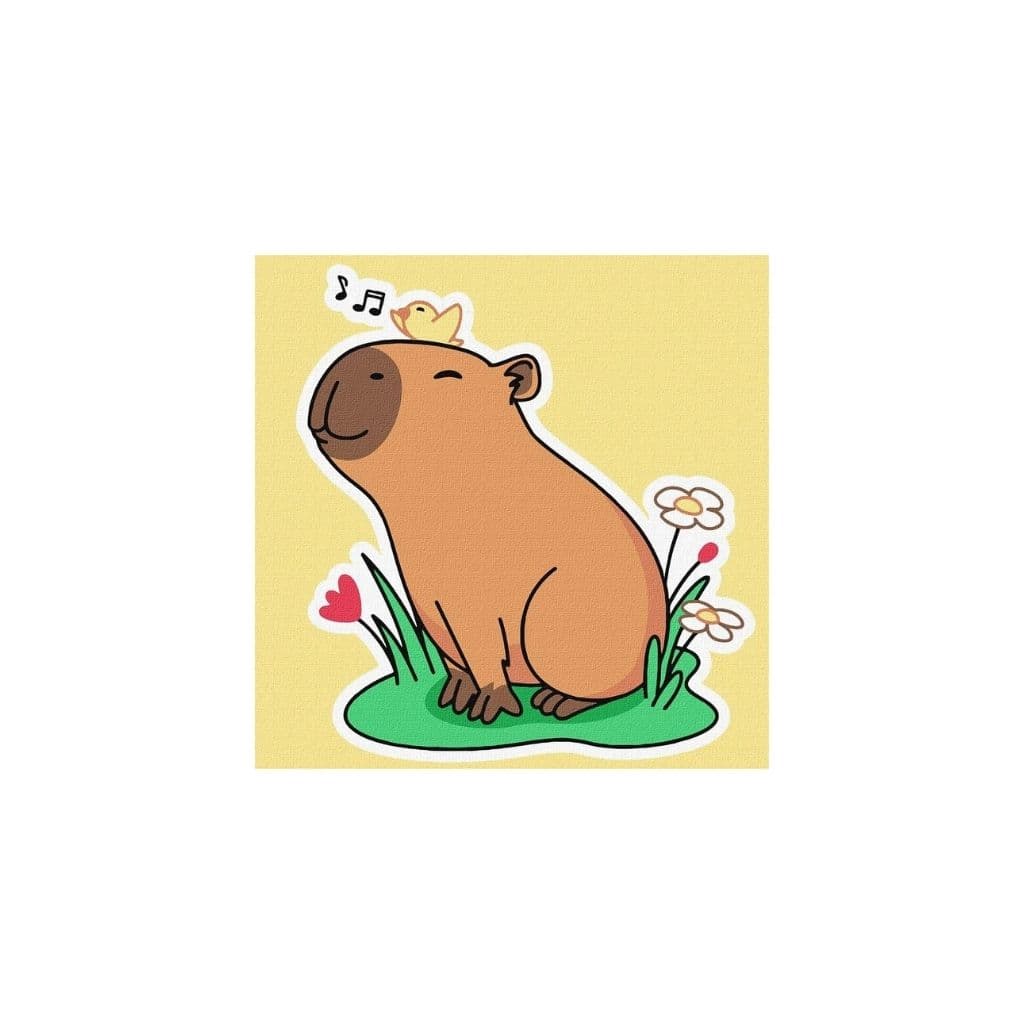 Zestaw do malowania po numerach "Kapibara słucha śpiewu ptaków" 30x30cm