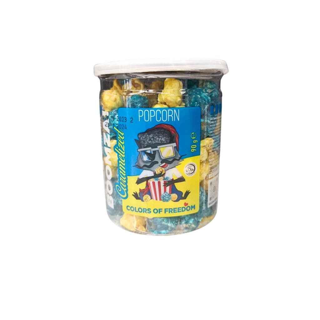 Popcorn karmelowy w rurie kolorowy "Boomza" 90g