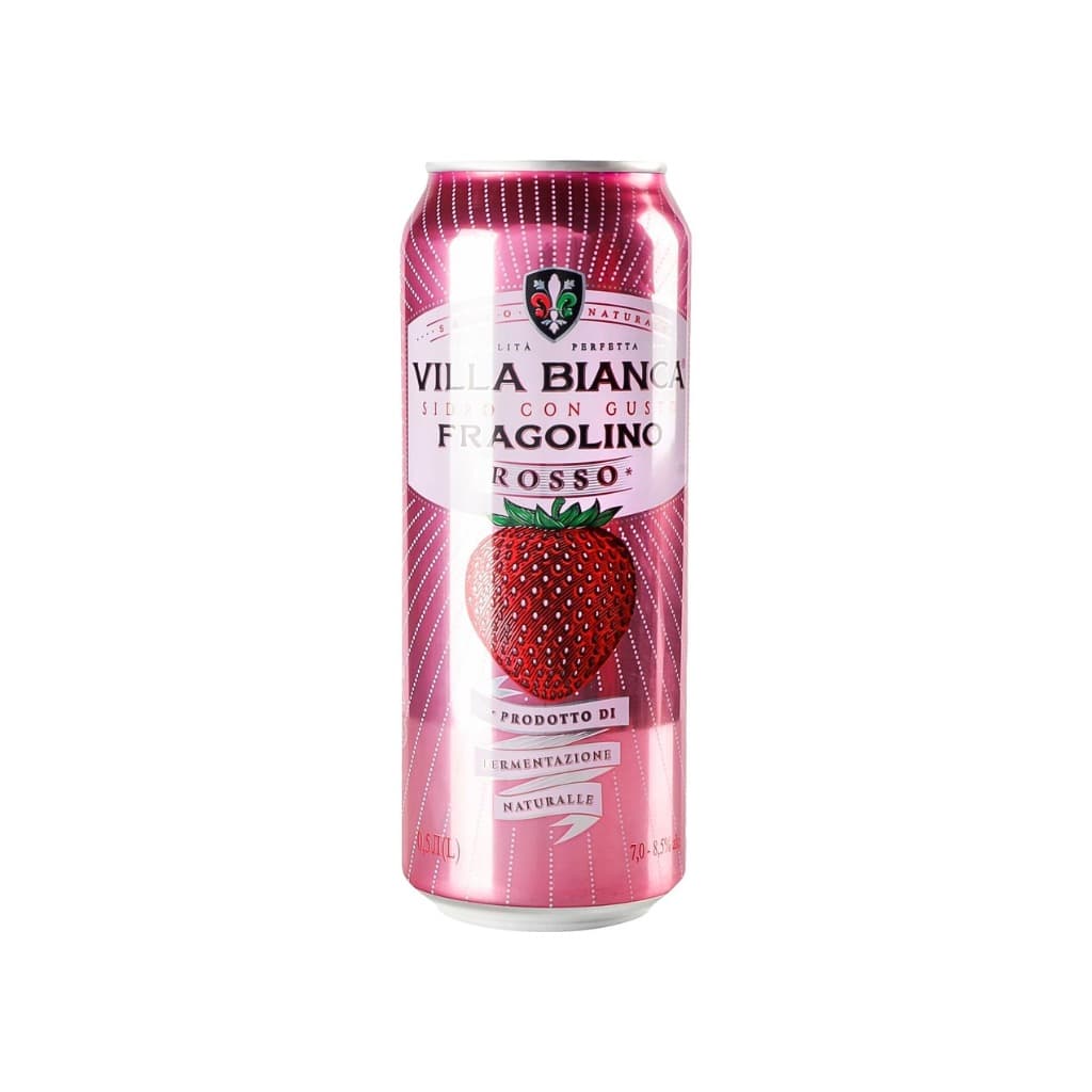 Cydr czerwony pasteryzowany Rosso "Villa Bianca con gusto Fragolino" puszka 500ml