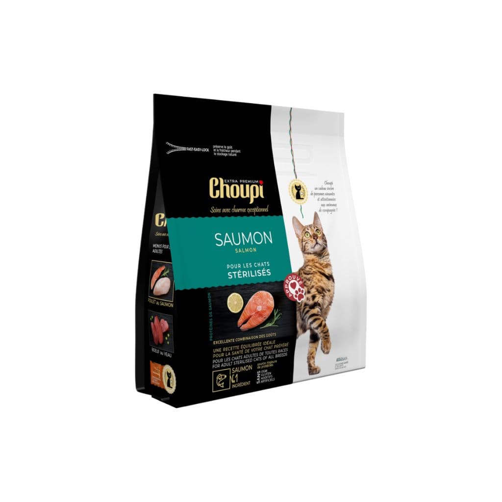 Sucha karma dla sterylizowanych kotów wszystkich ras Łosoś "Choupi" 3,2kg