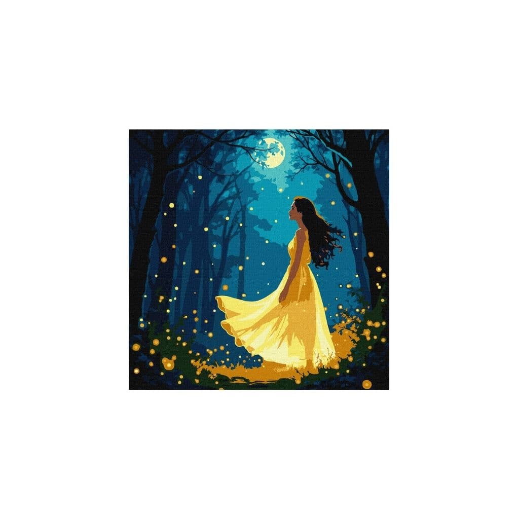 Zestaw do malowania po numerach "Dziewczyna wśród świetlików z farbami metalicznymi extra" 30x30cm