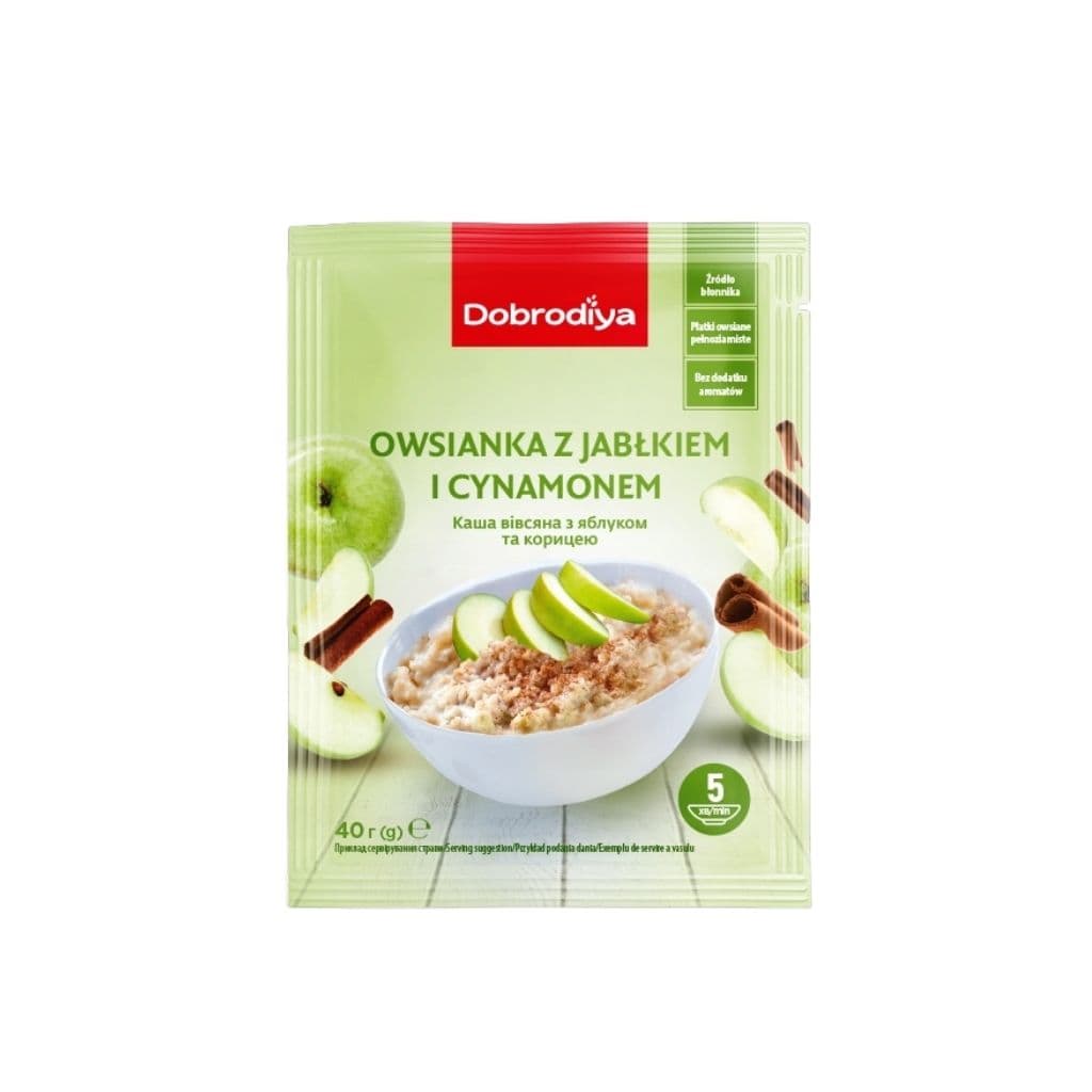 Płatki owsiane blyskawiczne z jabłkiem i cynamonem "Dobrodiya" 40g