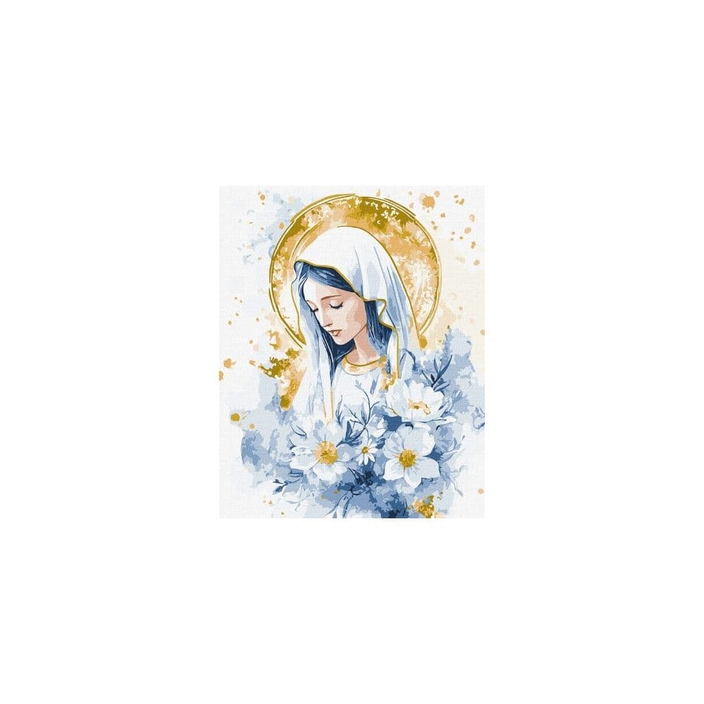 Zestaw do malowania po numerach "Maryja Niebiańska z metalicznymi dodatkowymi farbami" 40x50cm