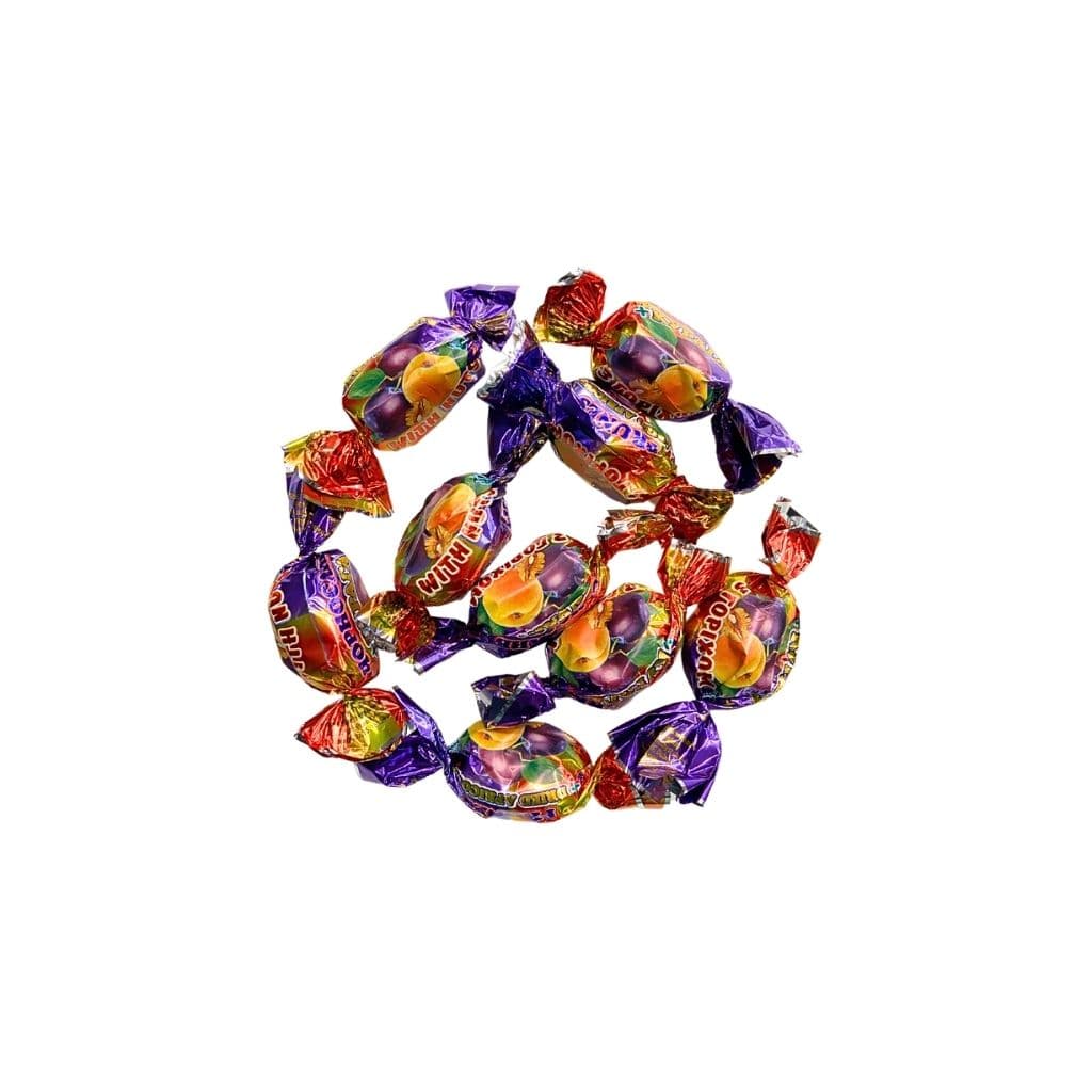 Cukierki Śliwka+Morela z orzechem włoskim (ok.100g) "Ametyst Plus" luz