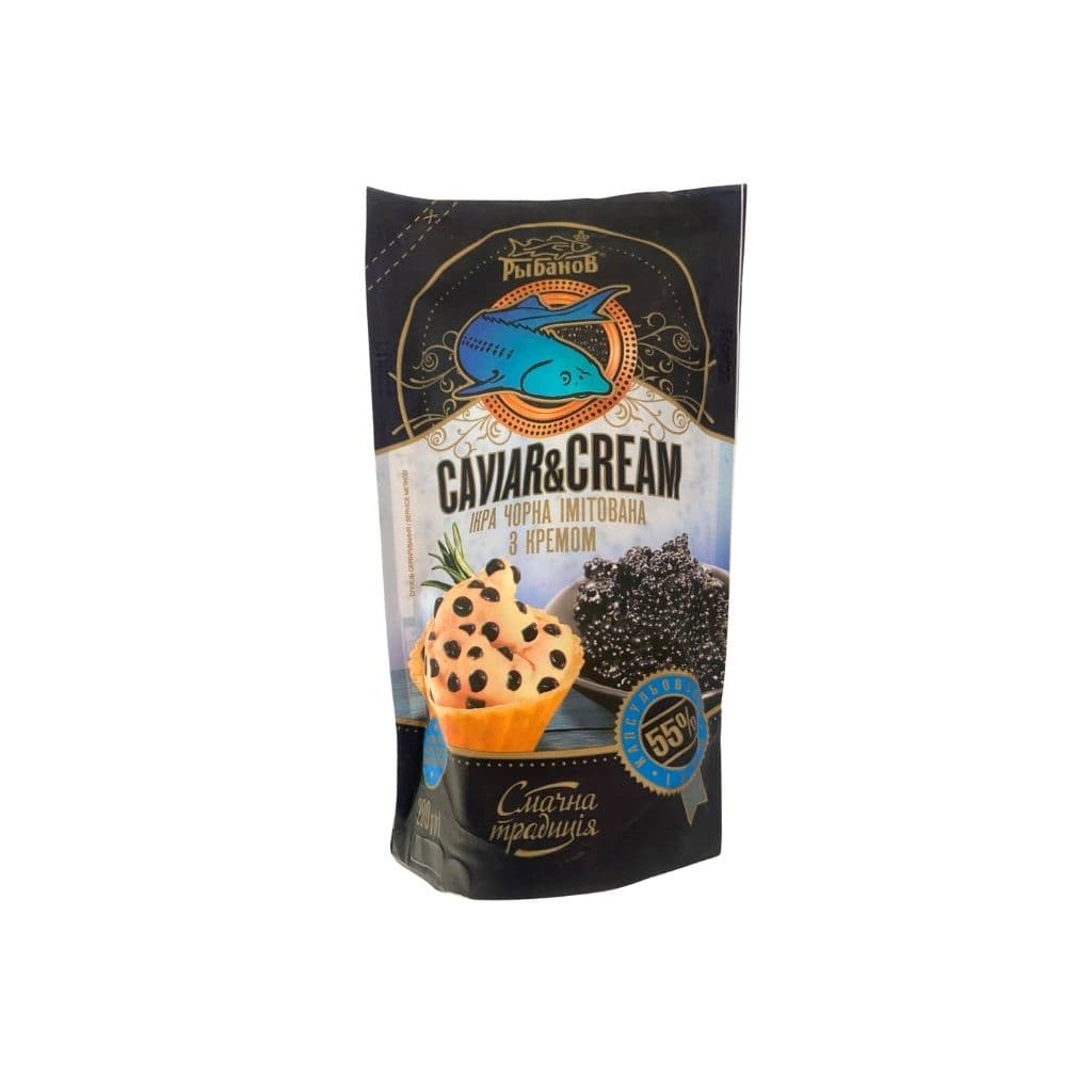 Pasta rybna imitacja kawior i cream czarny "Rybanow" Doypack 200g