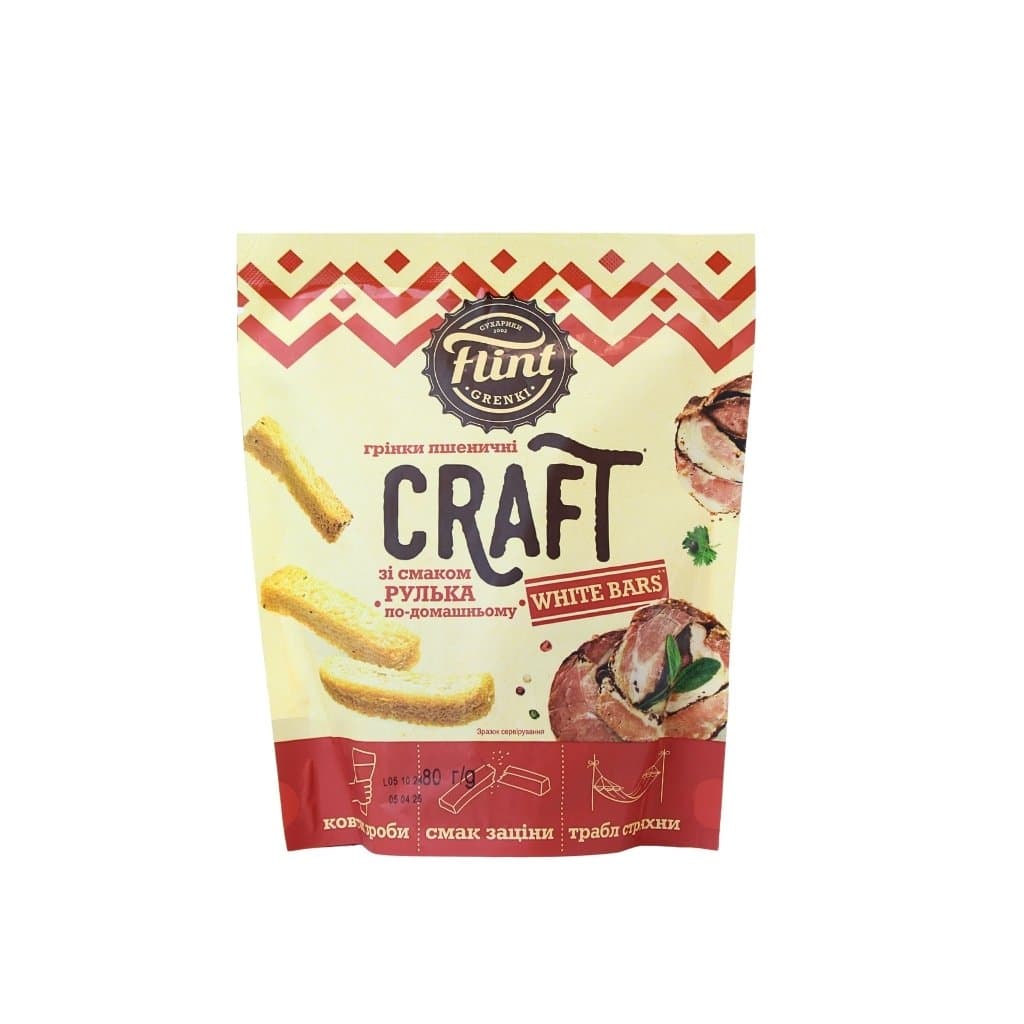 Grzanki pszenne o smaku Rulka Domowa Craft "Flint" 80g
