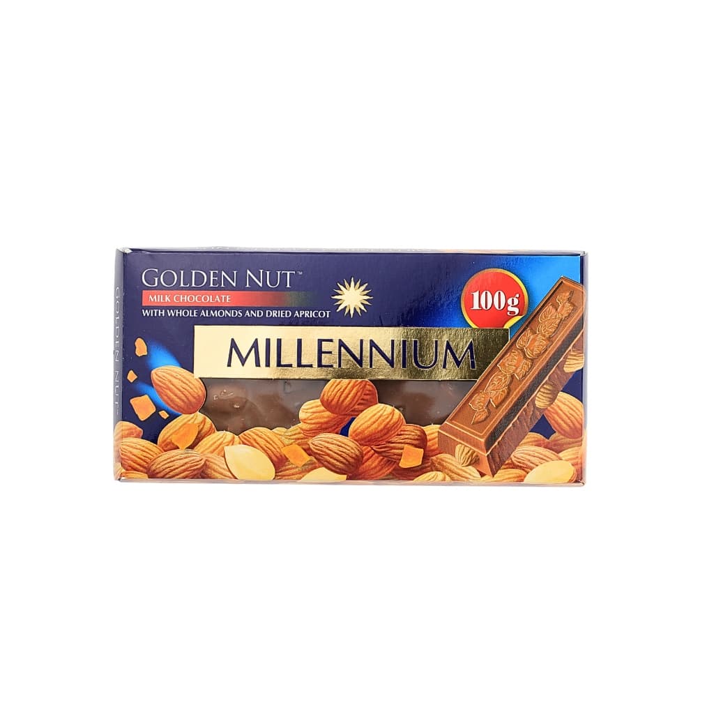 Czekolada mleczna z całymi migdałami i suszoną morelą Golden Nut "Millennium" 100g