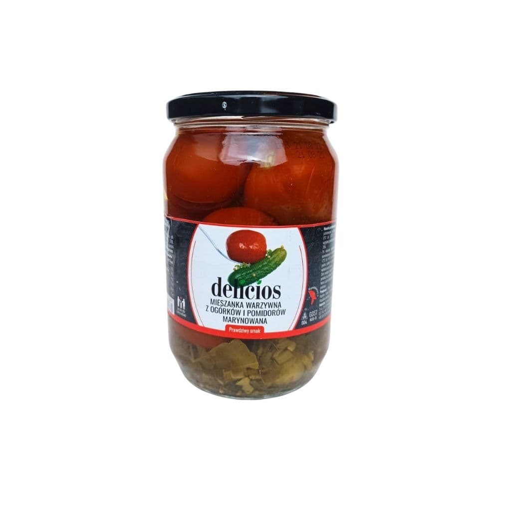 Mieszanka warzywna z ogórków i pomidorów marynowanych "Delicios" 720ml