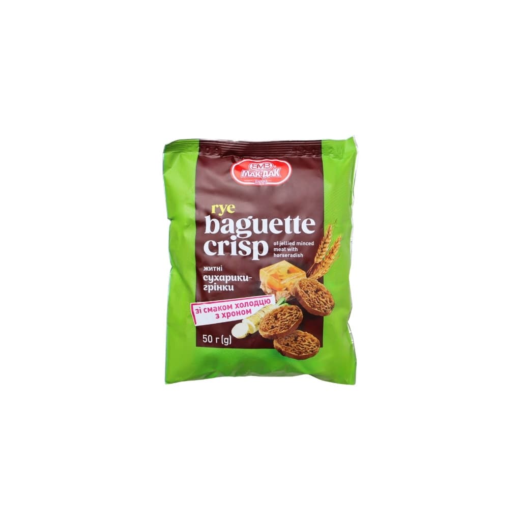 Sucharki-bagietki żytnie o smaku galaretki z chrzanem "Mak-Dak" 50g