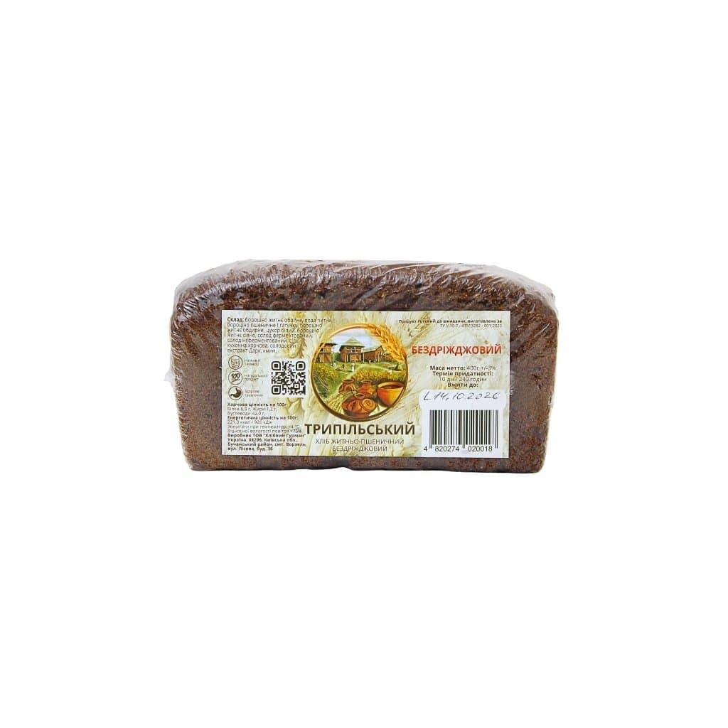 Chleb żytnio - pszenny bezdrożdżowy Trypilski "KHLIBNYY GURMAN" 400g