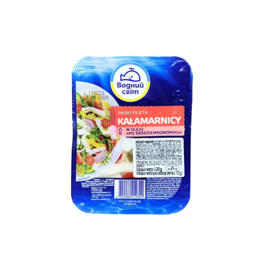 Kałamarnica w oleju po śródziemnomorsku "Wodny mir" 120g