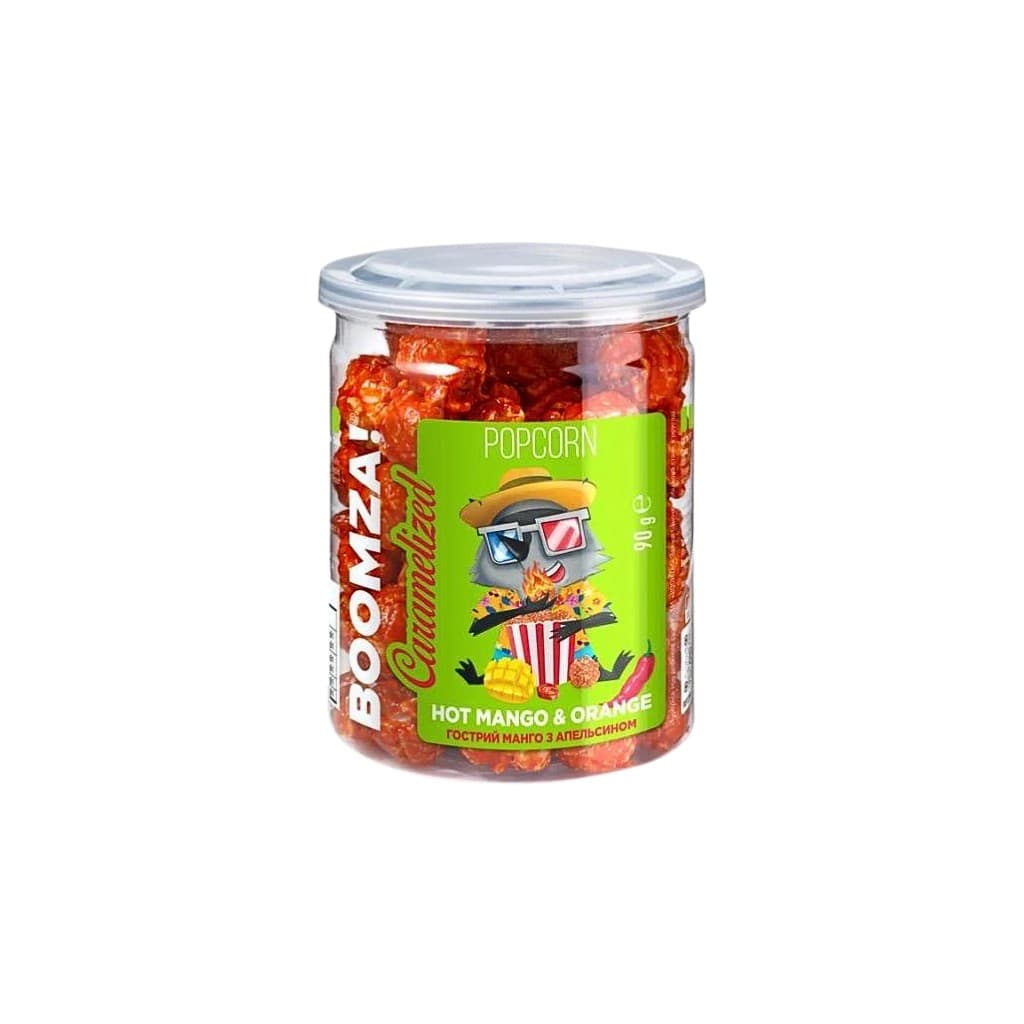 Popcorn karmelowy pikantny w rurie mango z pomarańczą "Boomza" 90g