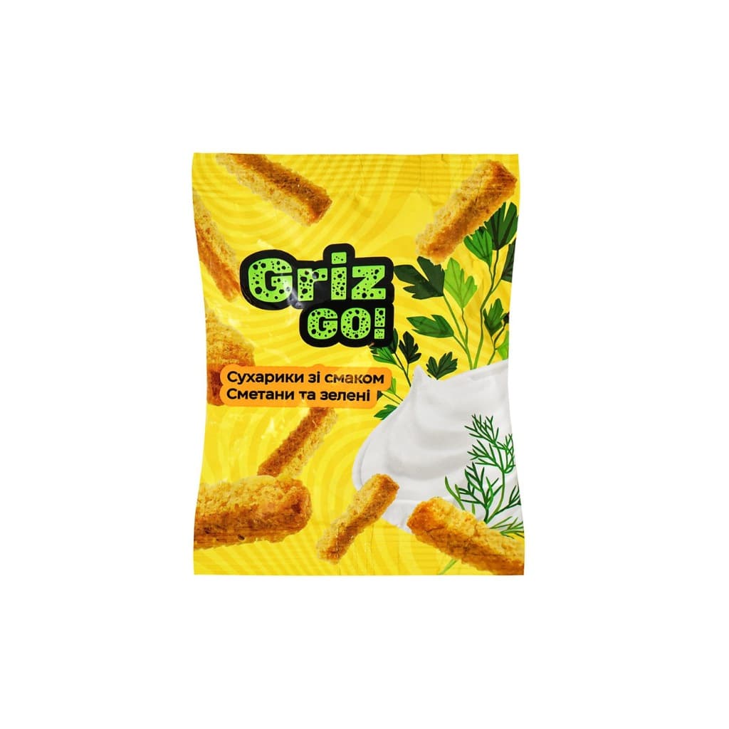 Sucharki pszenno-żytnie o smaku śmietana i zieleń 70g. "GrizGO"