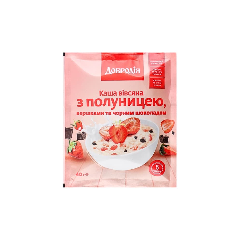 Płatki owsiane z truskawkami i czekoladą "Dobrodiya" 40g