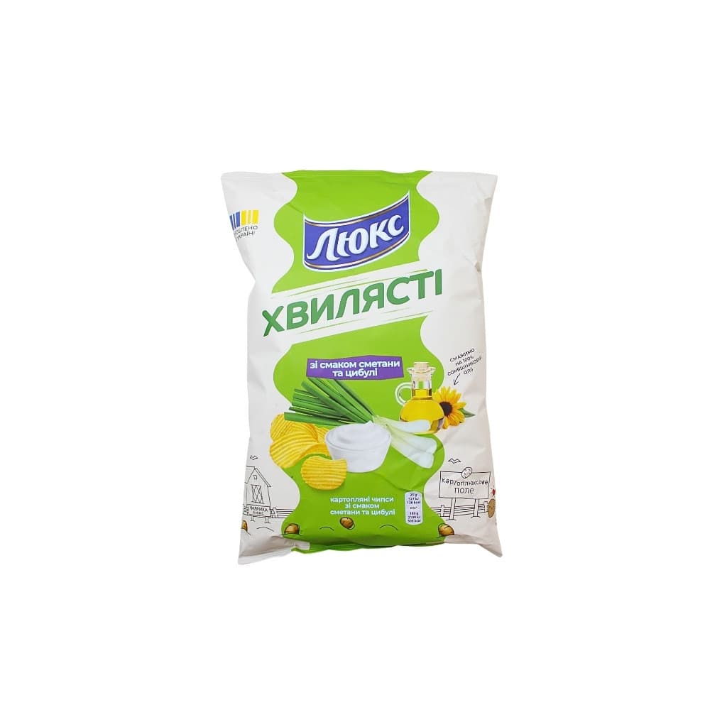 Chipsy ziemniaczane karbowane o smaku śmietany i cebuli "Lyuks" 125g