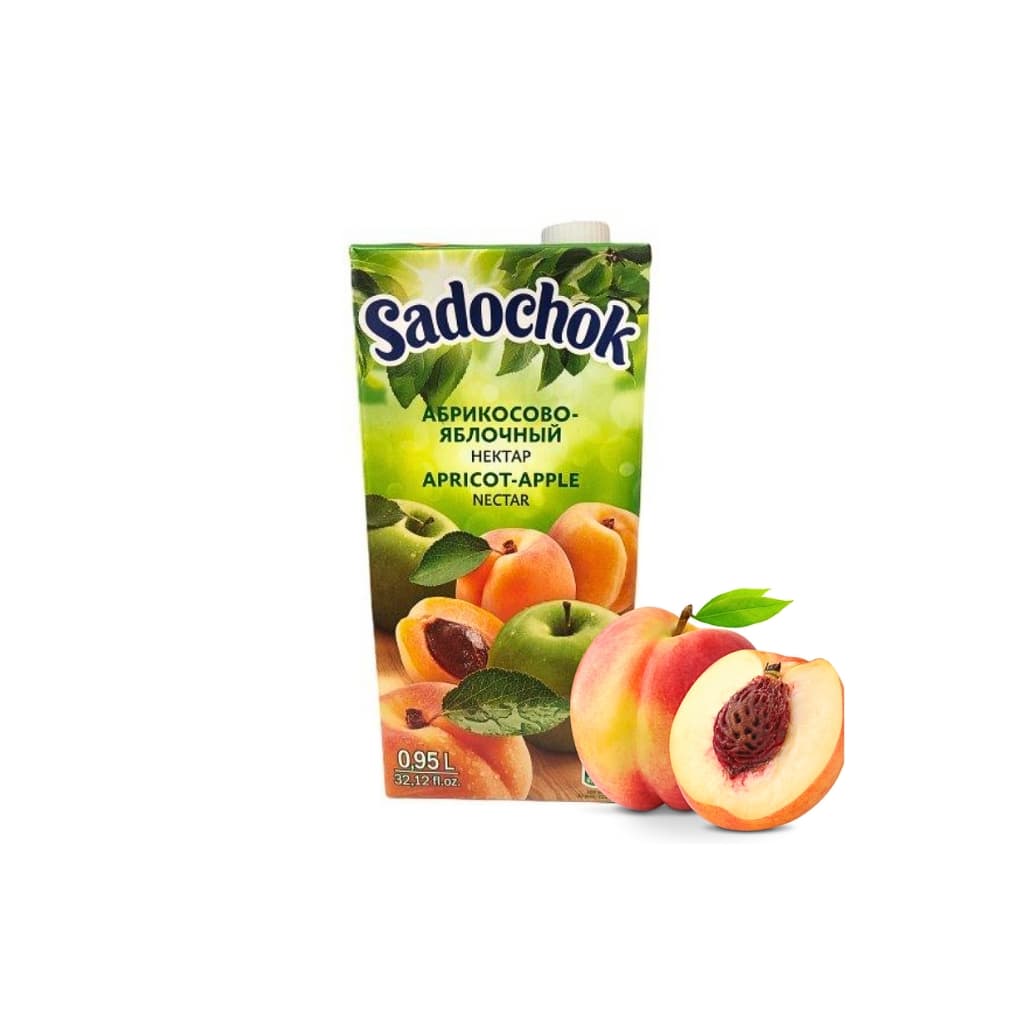 Nektar morelowo-jabłkowy z miąższem Sadochok, 0,95l