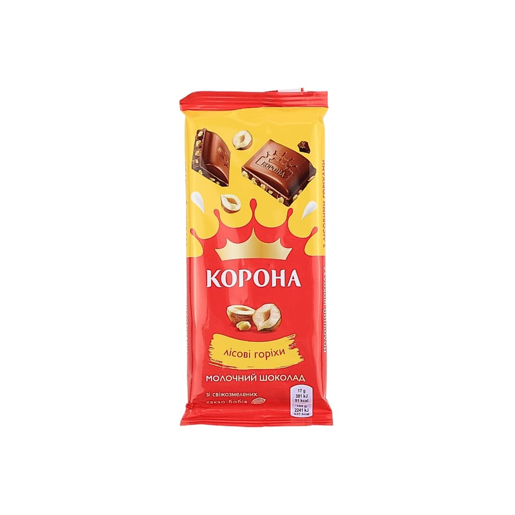 Czekolada mleczna z orzechami laskowymi "Korona" 85g