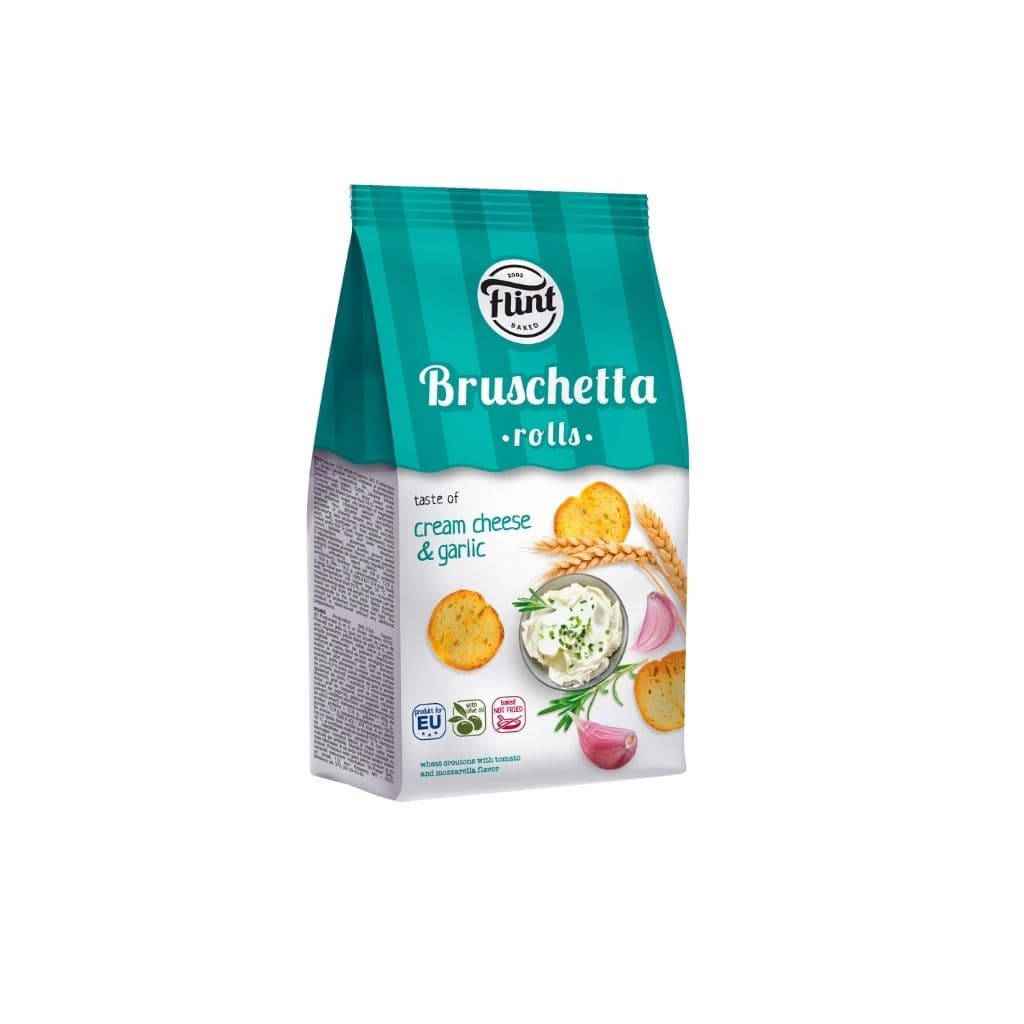 Sucharki pszenne pieczone o smaku serka śmietankowego z czosnkiem Bruschetta Rolls "Flint" 65g