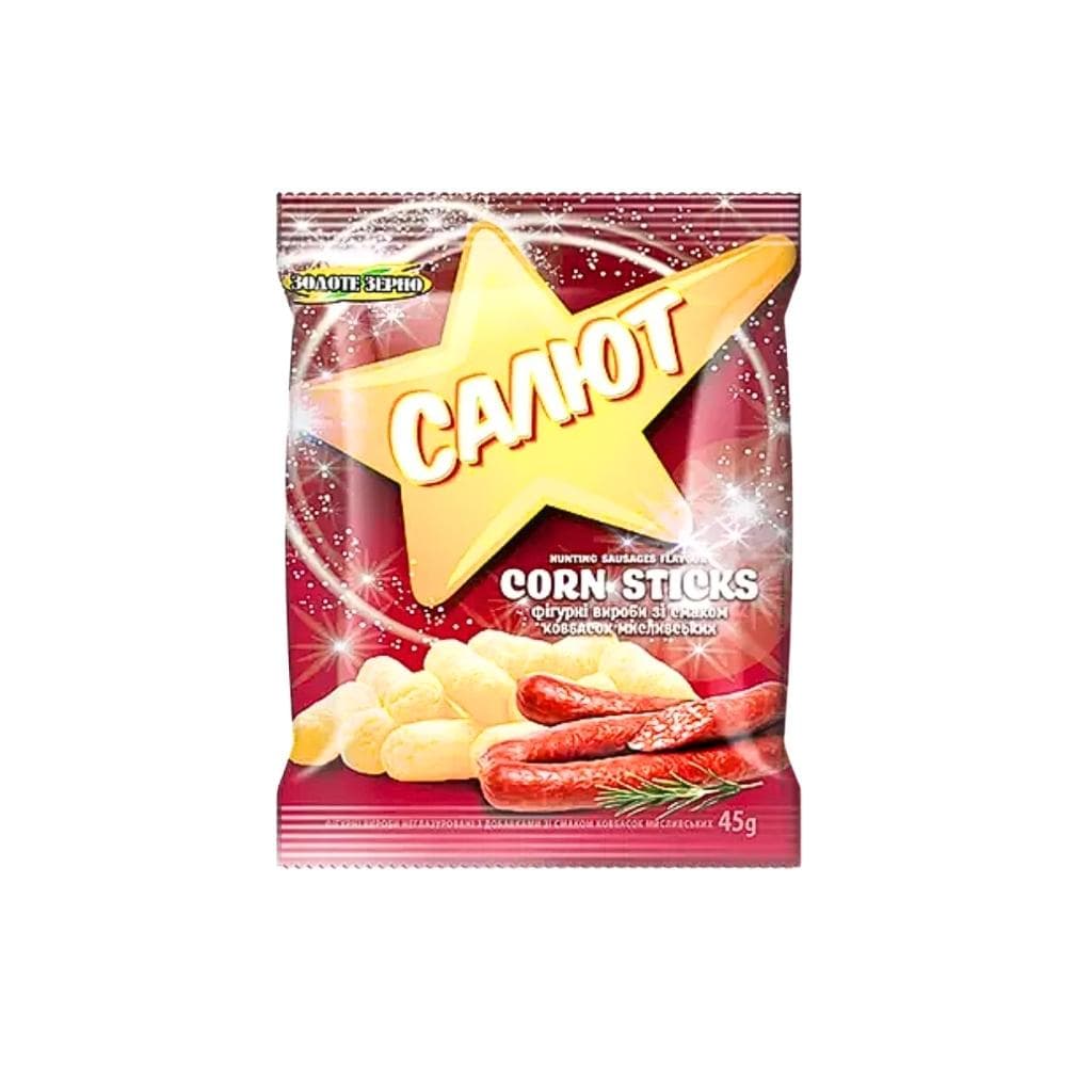 Paluszki kukurydziane o smaku Kiełbasy Myśliwskiej "Salut Złote Ziarno" 45g