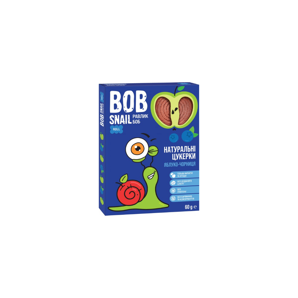 Przekąska owocowa jabłko-borówka "BobSnail" 60g