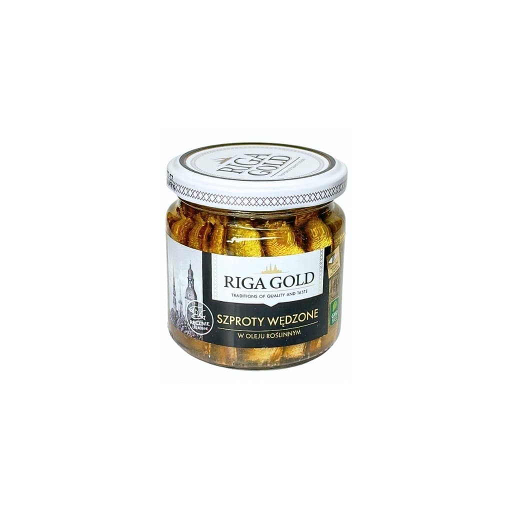 Szproty wedzone w oleju roslinnym "Riga Gold" 185g