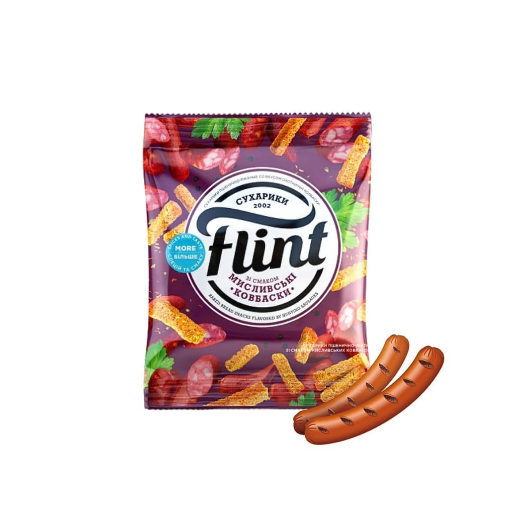 Sucharki o smaku kiełbasy myśliwskiej "Flint" 70g