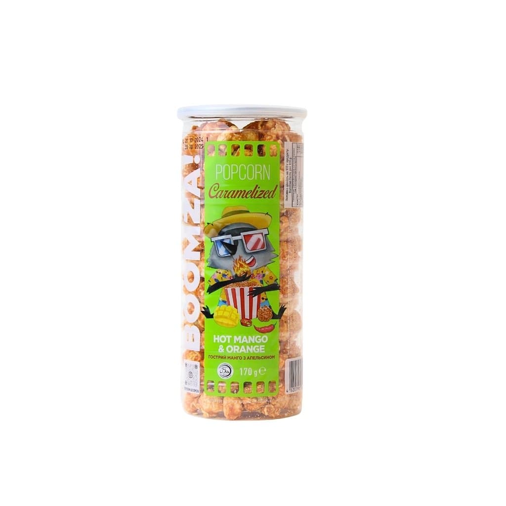 Popcorn karmelowy w rurie mango z pomaranczą "Boomza" 170g