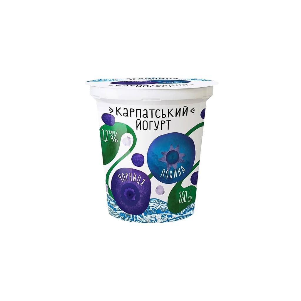 Jogyrt pitny z wsadem owocowym Borówka Jagoda Karpacki 2,2% "TM Galychyna" 260g