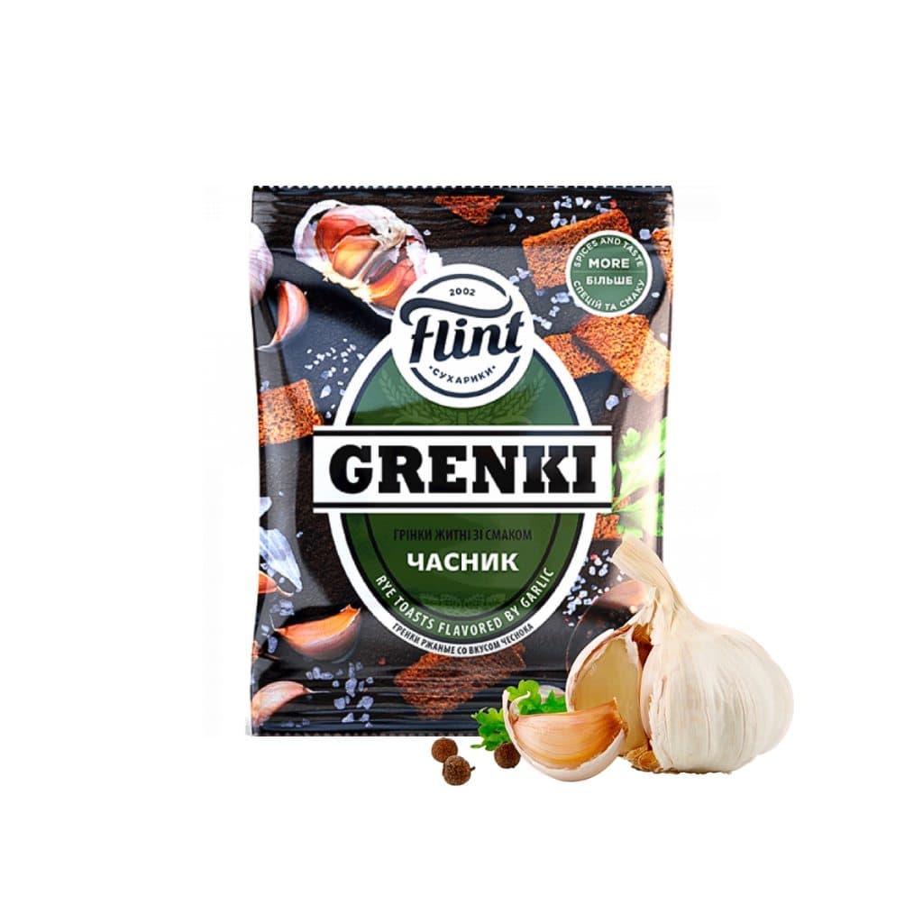 Sucharki żytnie o smaku czosnku Grenki "Flint" 70g