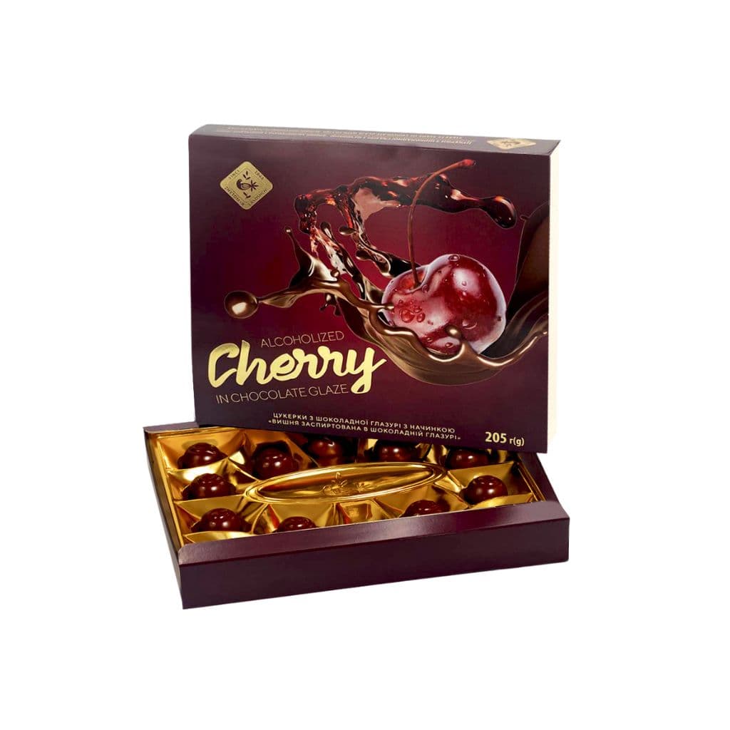 Bombonierka w polewie czekoladowej Wiśnie w likierze "Żytomierzskie łasości" 205g