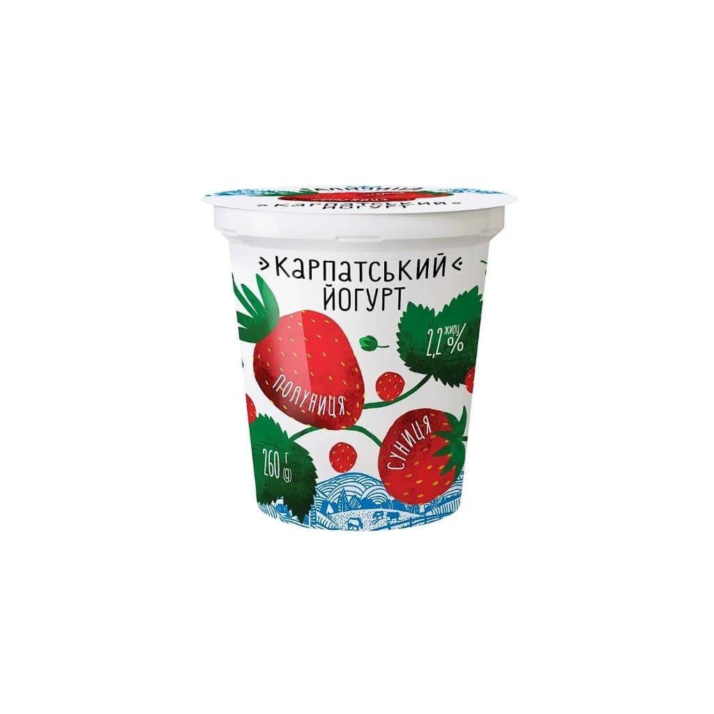 Jogyrt pitny z wsadem owocowym Truskawka Poziomka Karpacki 2,2% "TM Galychyna" 260g