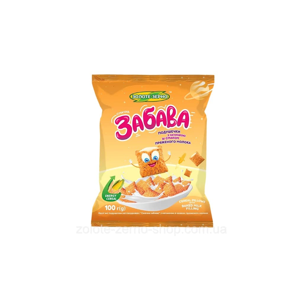 Płatki zbożowe z nadzieniem o smaku pieczonego mleka "Smaczna zabawa Złote Ziarno" 100g