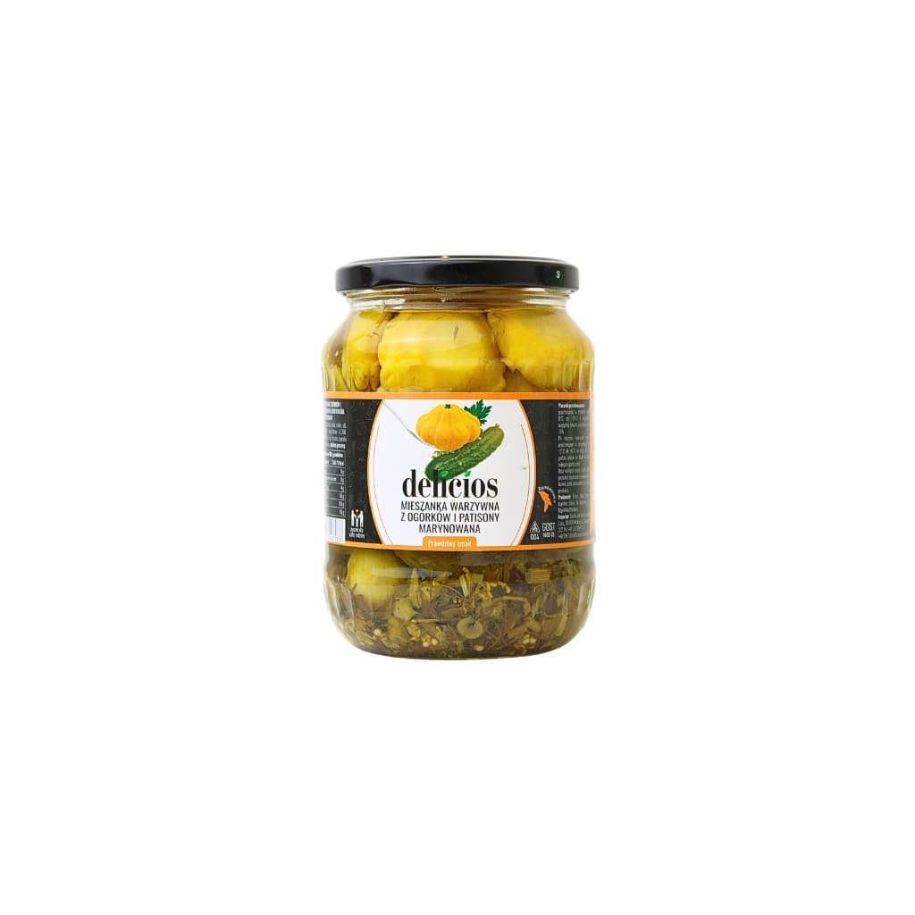 Mieszanka ogórki-Patisony marynowane lekko kwaśne "Delicios" 720ml