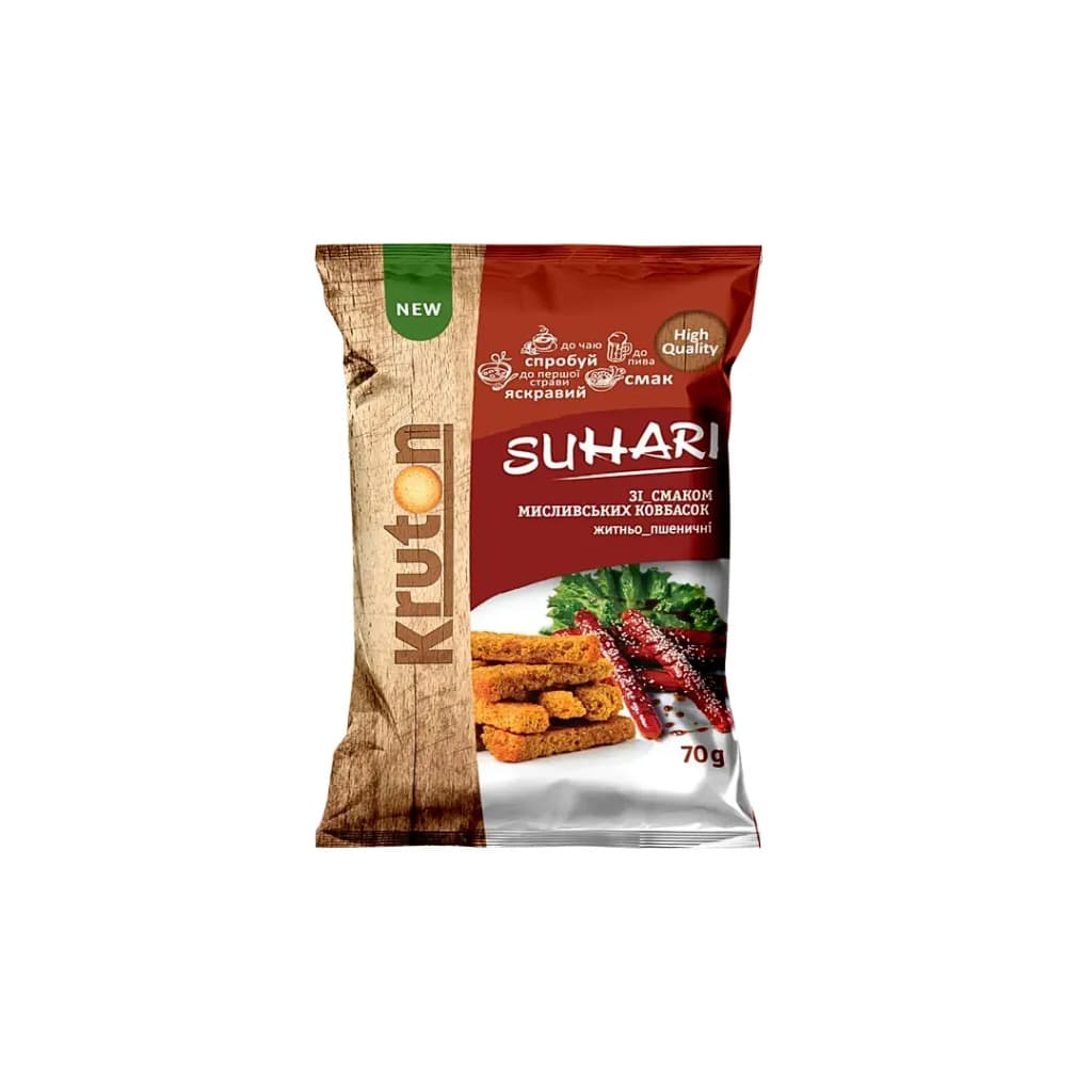 Sucharki żytnio-pszenne o smaku kiełbasek myśliwskich "Kruton" 70g