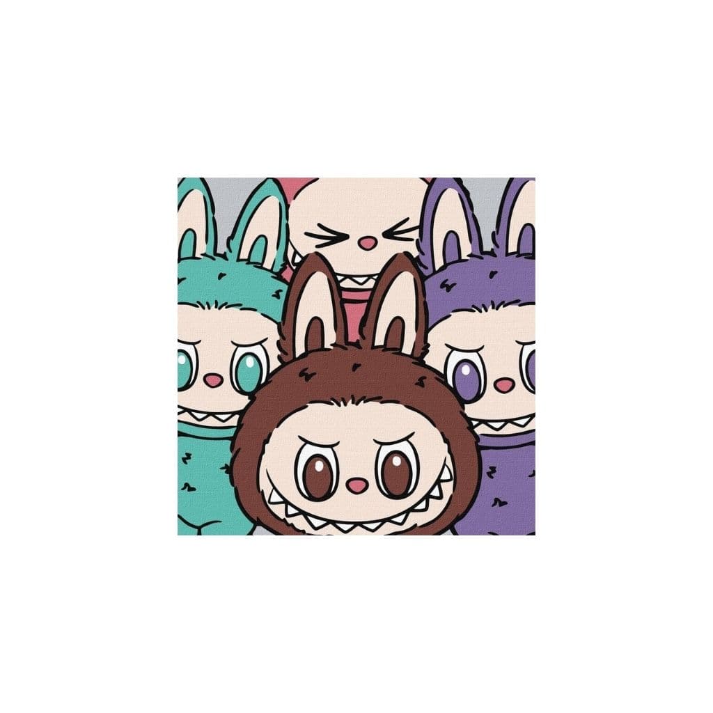 Zestaw do malowania po numerach "Ekipa Labubu" 25x25cm